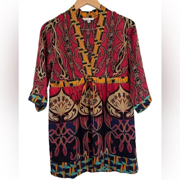 CAbi Dresses & Skirts - Cabi 100% silk tunic mini dress colorful print size small style #223